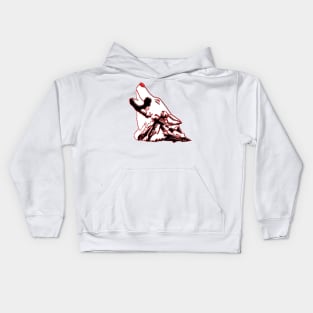 wolf howling at the moon Kids Hoodie